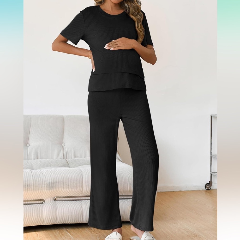 Maternity nursing friendly lounge set, black - medium